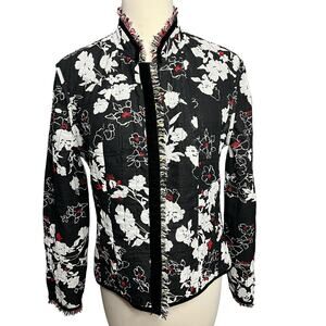 Bay Studio Reversible Blazer Jacket Womens 10 Tweed Floral Versatile Workwear